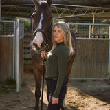 Solid Citizen Equestrian 'Mel Mock Neck' | Feather Air | Long Sleeve Schooling Top | Olive - Equiluxe Tack