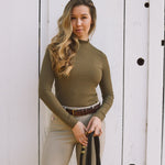 Solid Citizen Equestrian 'Mel Mock Neck' | Italian Rib | Long Sleeve Schooling Top | Force - Equiluxe Tack