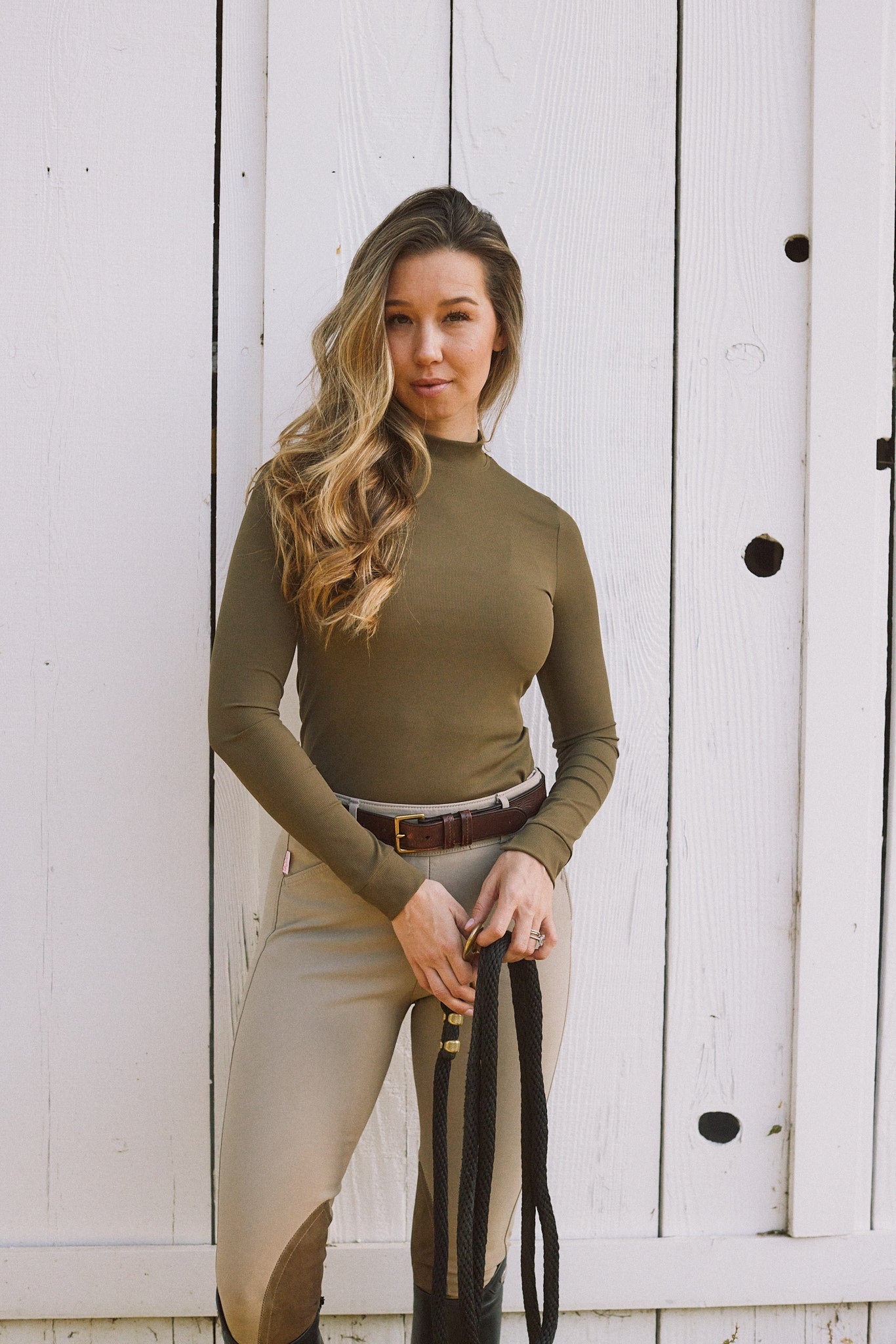 Solid Citizen Equestrian 'Mel Mock Neck' | Italian Rib | Long Sleeve Schooling Top | Force - Equiluxe Tack