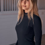 Solid Citizen Equestrian 'Mel Mock Neck' | Italian Rib | Long Sleeve Schooling Top | Jet - Equiluxe Tack