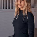Solid Citizen Equestrian 'Mel Mock Neck' | Italian Rib | Long Sleeve Schooling Top | Jet - Equiluxe Tack