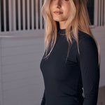 Solid Citizen Equestrian 'Mel Mock Neck' | Italian Rib | Long Sleeve Schooling Top | Jet - Equiluxe Tack