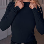 Solid Citizen Equestrian 'Mel Mock Neck' | Italian Rib | Long Sleeve Schooling Top | Jet - Equiluxe Tack