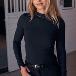 Solid Citizen Equestrian 'Mel Mock Neck' | Italian Rib | Long Sleeve Schooling Top | Jet - Equiluxe Tack