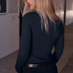 Solid Citizen Equestrian 'Mel Mock Neck' | Italian Rib | Long Sleeve Schooling Top | Jet - Equiluxe Tack