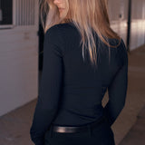 Solid Citizen Equestrian 'Mel Mock Neck' | Italian Rib | Long Sleeve Schooling Top | Jet - Equiluxe Tack