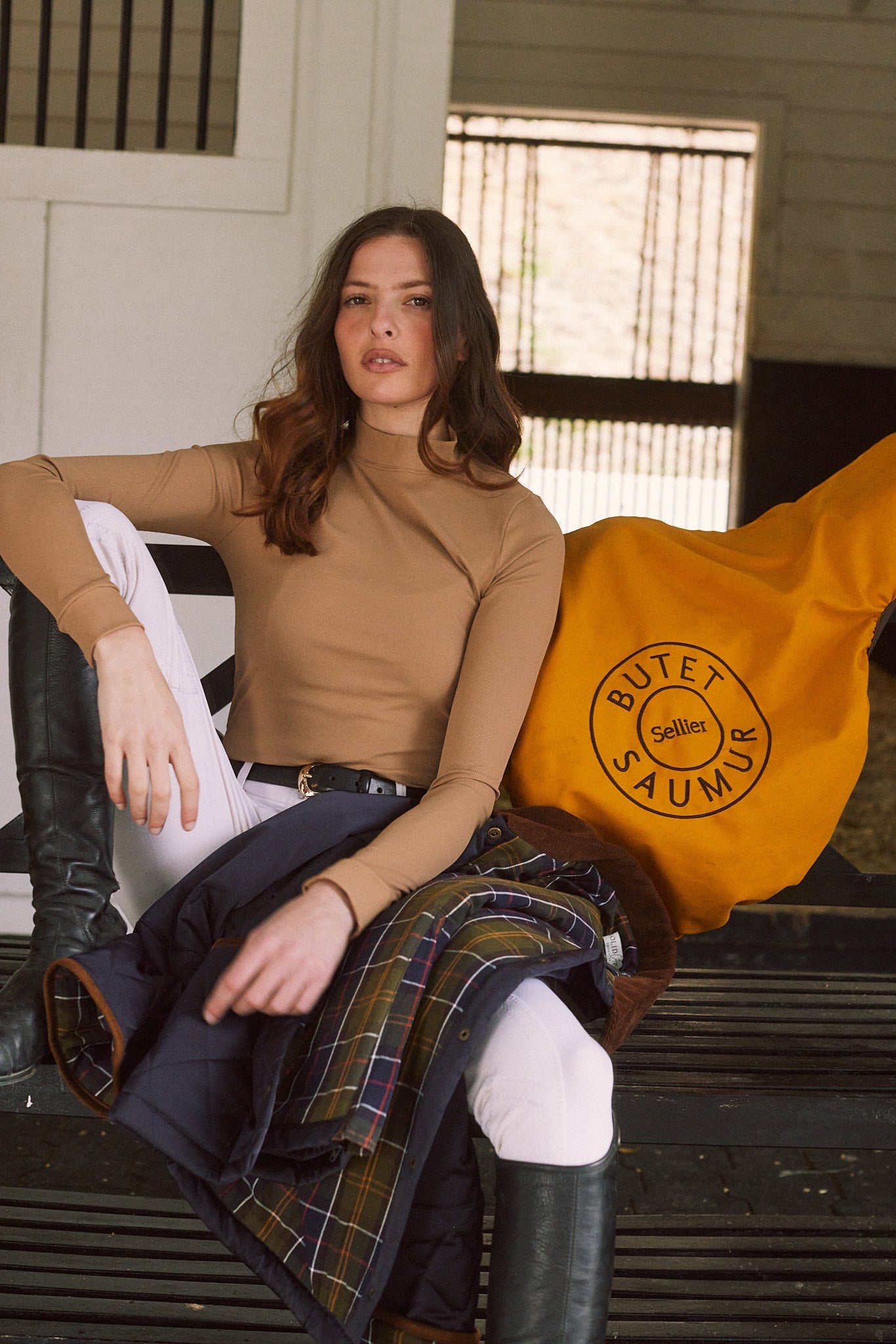 Solid Citizen Equestrian 'Mel Mock Neck' | Italian Rib | Long Sleeve Schooling Top | Leather - Equiluxe Tack
