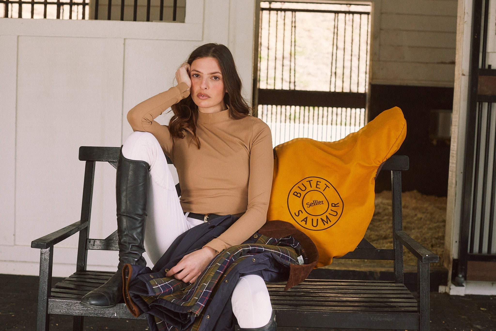 Solid Citizen Equestrian 'Mel Mock Neck' | Italian Rib | Long Sleeve Schooling Top | Leather - Equiluxe Tack