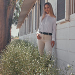 Solid Citizen Equestrian 'Stella' | High Performance Honeycomb Mesh | Long Sleeve Show-shirt | White - Equiluxe Tack