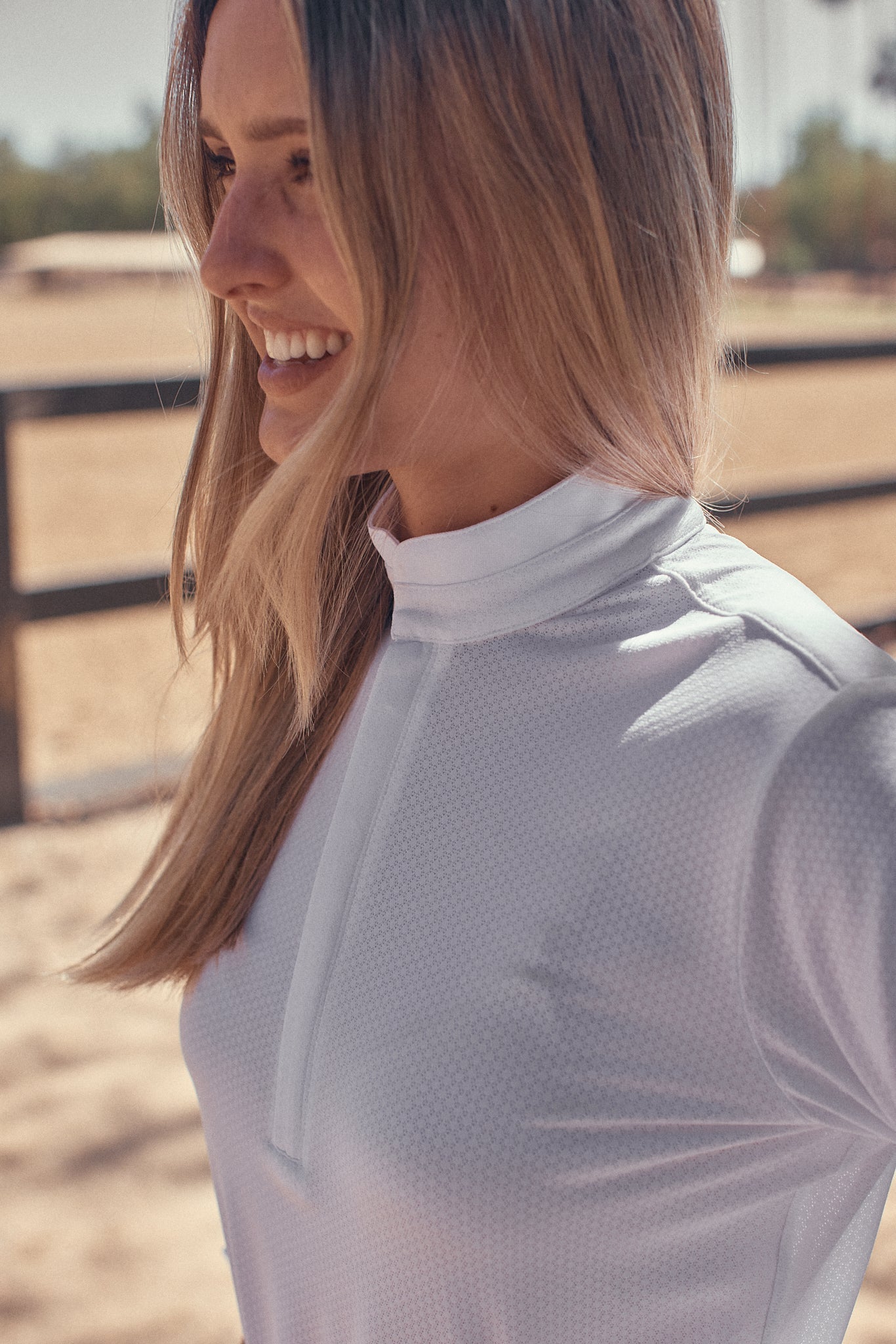 Solid Citizen Equestrian 'Stella' | High Performance Honeycomb Mesh | Long Sleeve Show-shirt | White - Equiluxe Tack