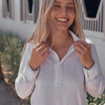 Solid Citizen Equestrian 'Stella' | High Performance Honeycomb Mesh | Long Sleeve Show-shirt | White - Equiluxe Tack