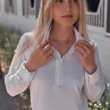 Solid Citizen Equestrian 'Stella' | High Performance Honeycomb Mesh | Long Sleeve Show-shirt | White - Equiluxe Tack