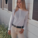 Solid Citizen Equestrian 'Stella' | High Performance Honeycomb Mesh | Long Sleeve Show-shirt | White - Equiluxe Tack