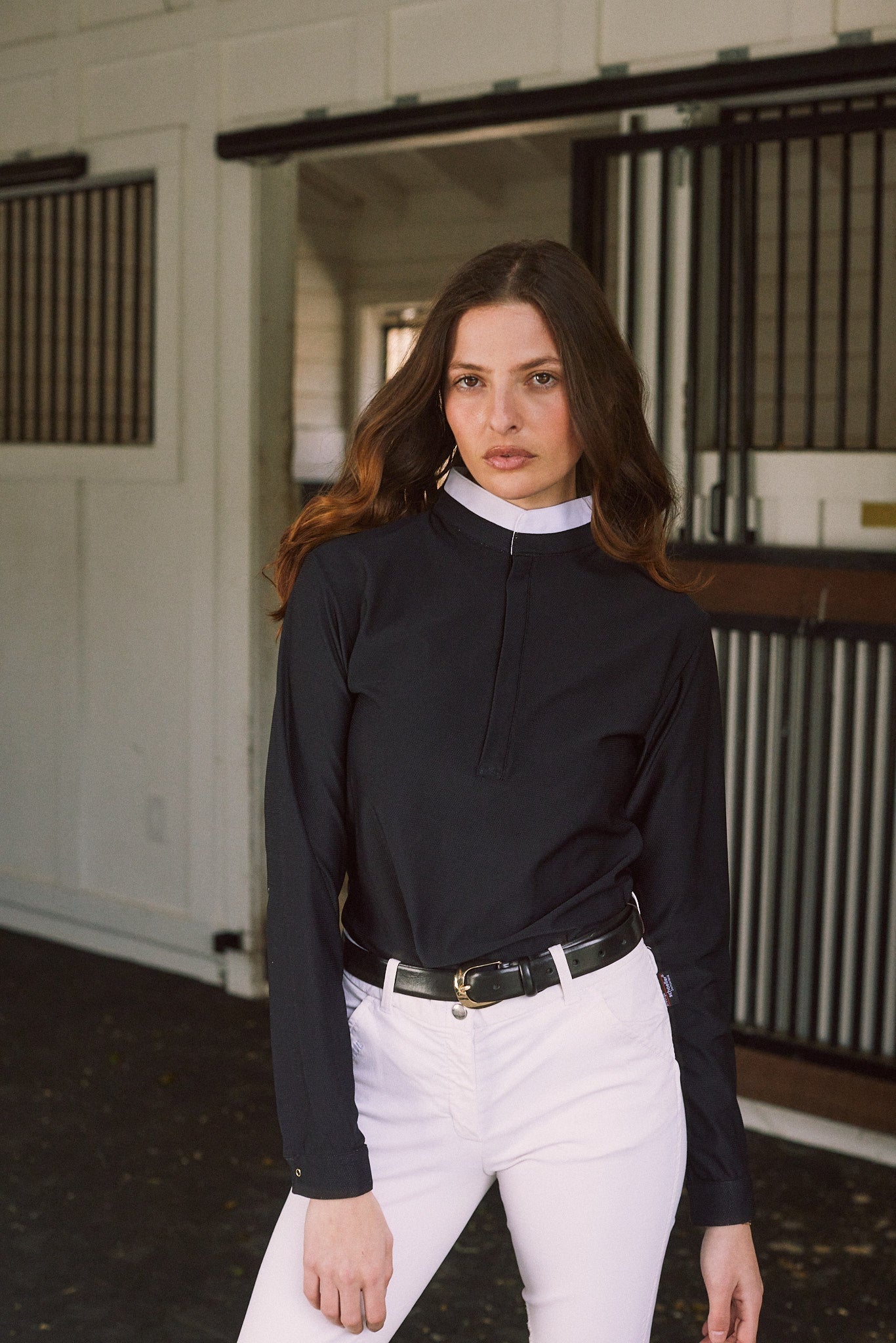 Solid Citizen Equestrian 'Stella' | Luxe Italian Mesh | Long Sleeve Show-shirt | Black - Equiluxe Tack