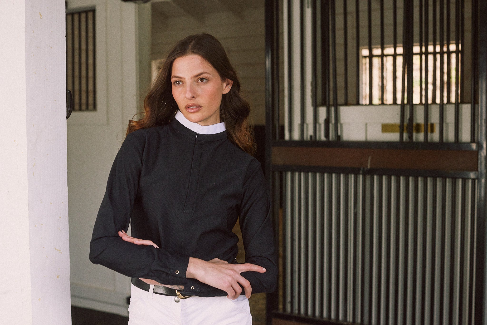 Solid Citizen Equestrian 'Stella' | Luxe Italian Mesh | Long Sleeve Show-shirt | Black - Equiluxe Tack
