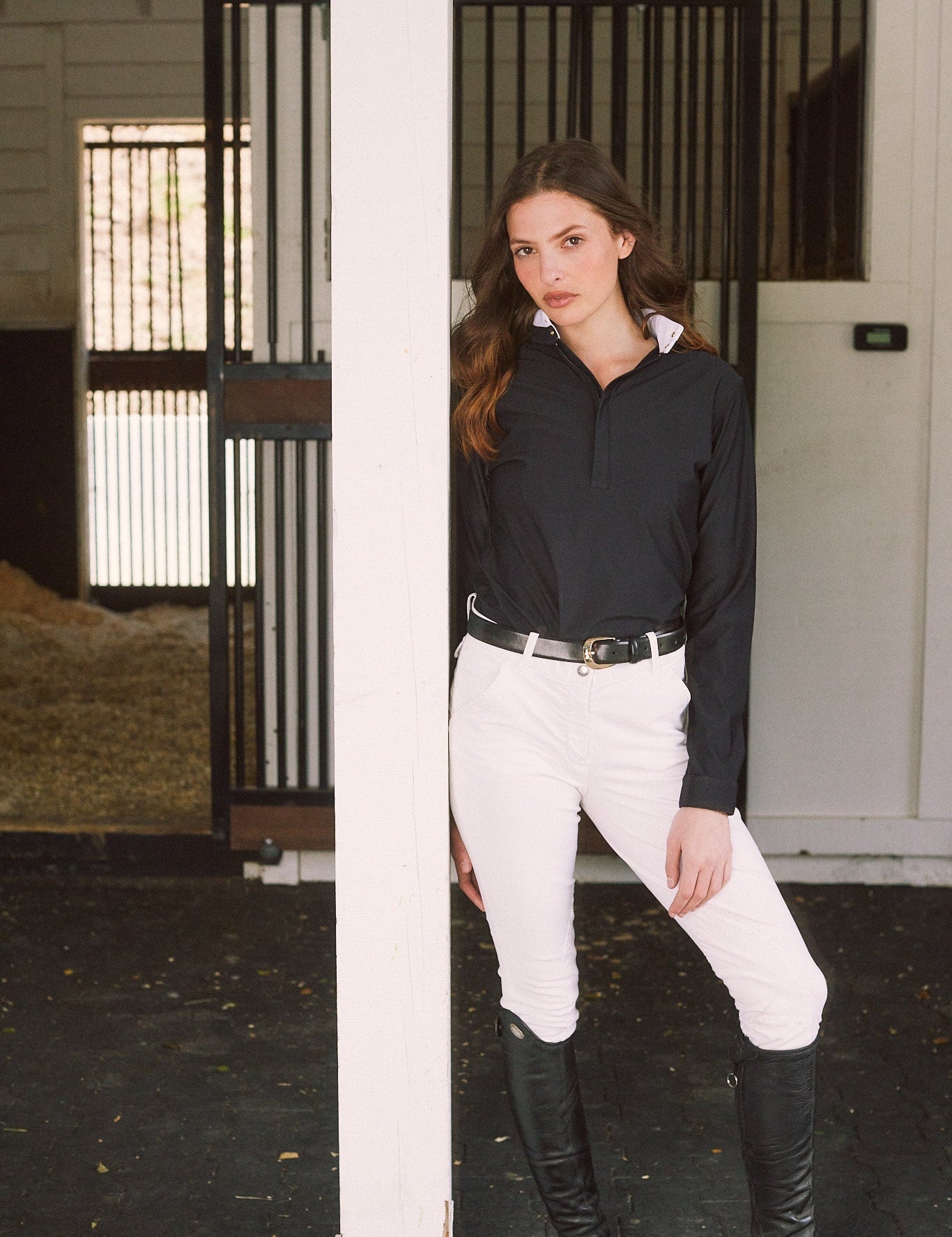 Solid Citizen Equestrian 'Stella' | Luxe Italian Mesh | Long Sleeve Show-shirt | Black - Equiluxe Tack