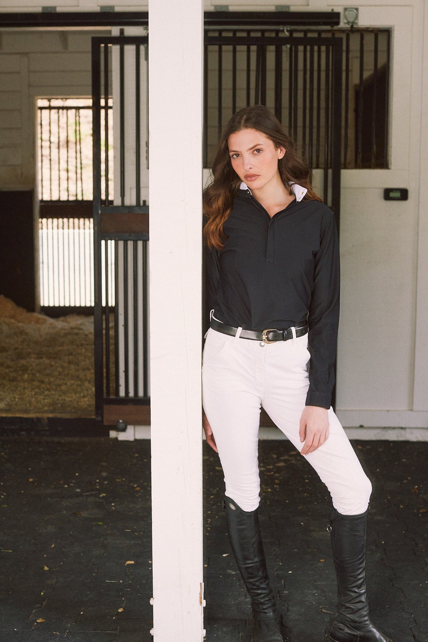Solid Citizen Equestrian 'Stella' | Luxe Italian Mesh | Long Sleeve Show-shirt | Black - Equiluxe Tack