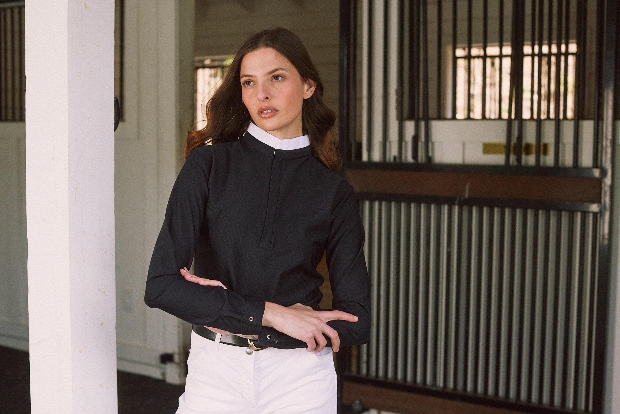 Solid Citizen Equestrian 'Stella' | Luxe Italian Mesh | Long Sleeve Show-shirt | Black - Equiluxe Tack