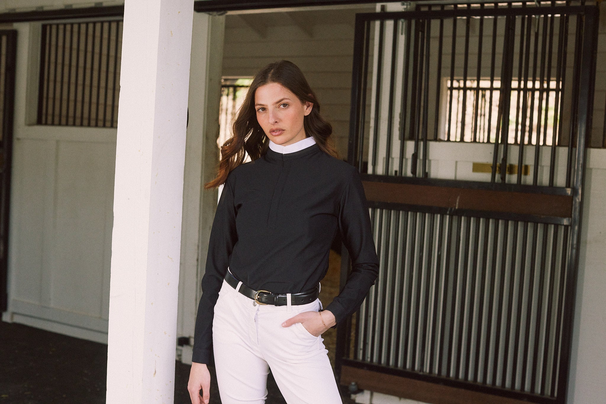 Solid Citizen Equestrian 'Stella' | Luxe Italian Mesh | Long Sleeve Show-shirt | Black - Equiluxe Tack