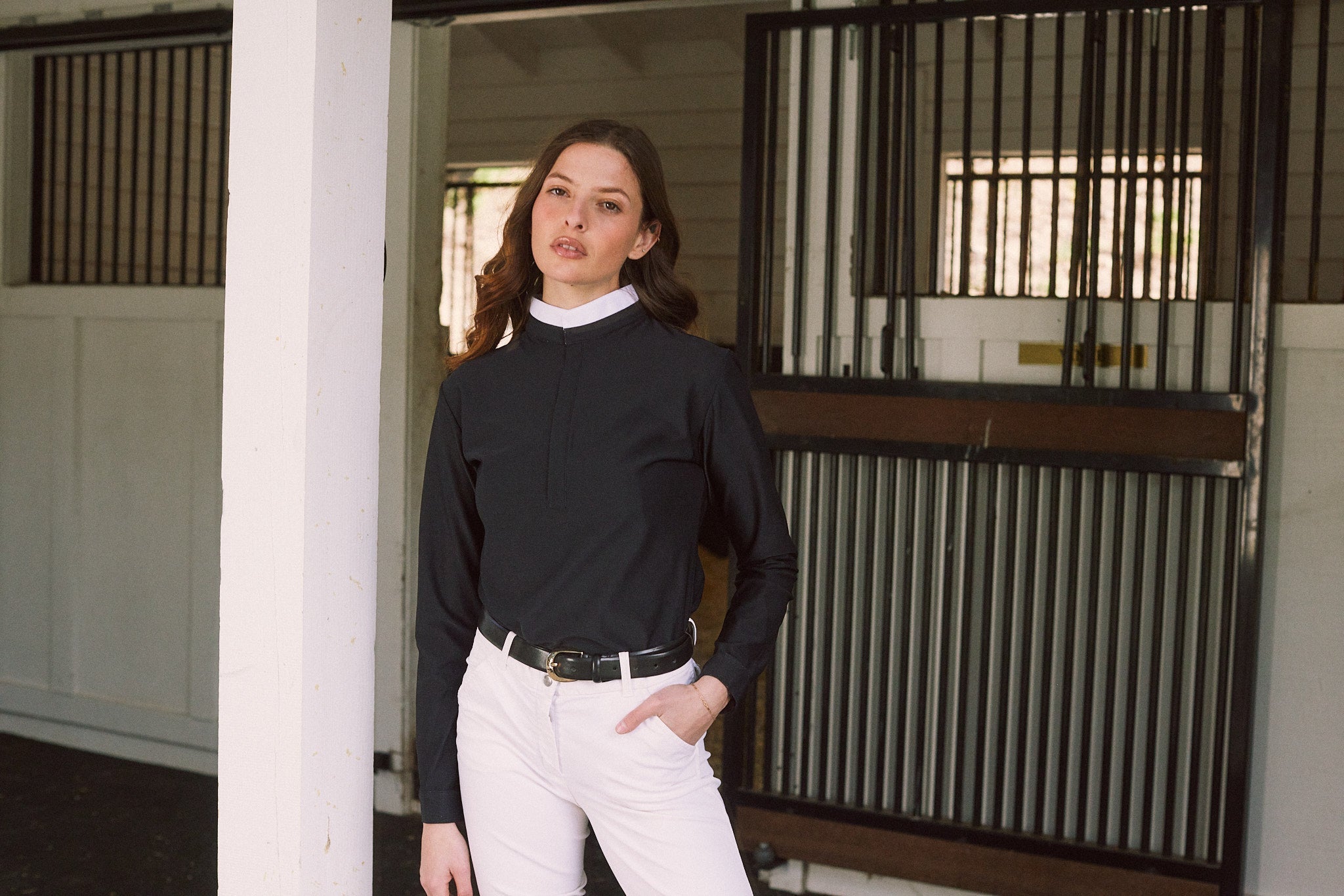 Solid Citizen Equestrian 'Stella' | Luxe Italian Mesh | Long Sleeve Show-shirt | Black - Equiluxe Tack