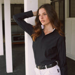Solid Citizen Equestrian 'Stella' | Luxe Italian Mesh | Long Sleeve Show-shirt | Black - Equiluxe Tack