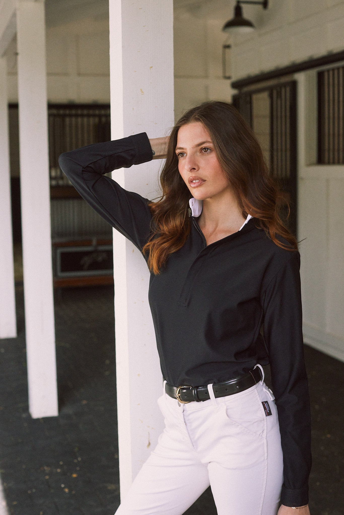 Solid Citizen Equestrian 'Stella' | Luxe Italian Mesh | Long Sleeve Show-shirt | Black - Equiluxe Tack