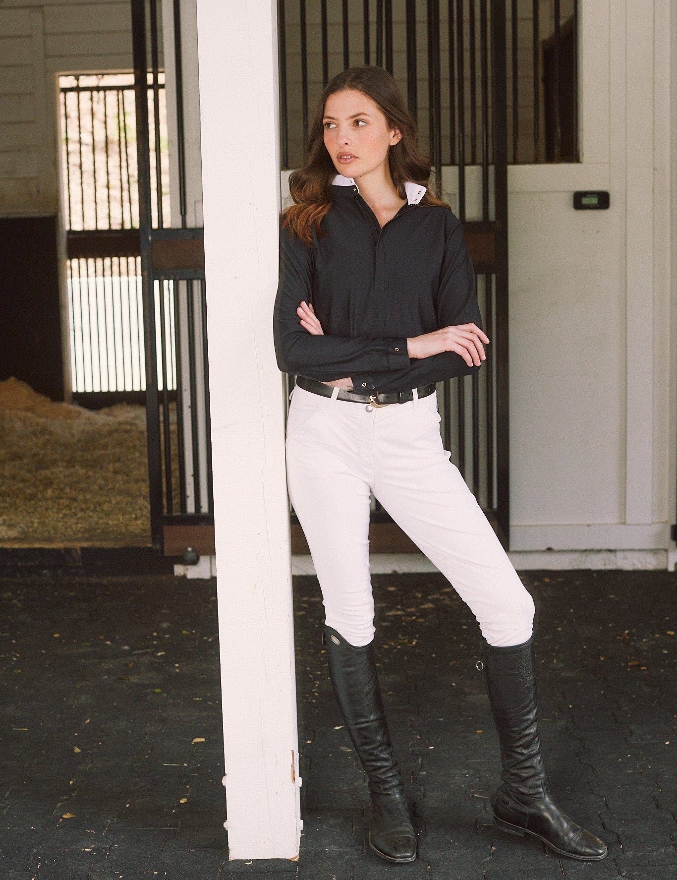 Solid Citizen Equestrian 'Stella' | Luxe Italian Mesh | Long Sleeve Show-shirt | Black - Equiluxe Tack
