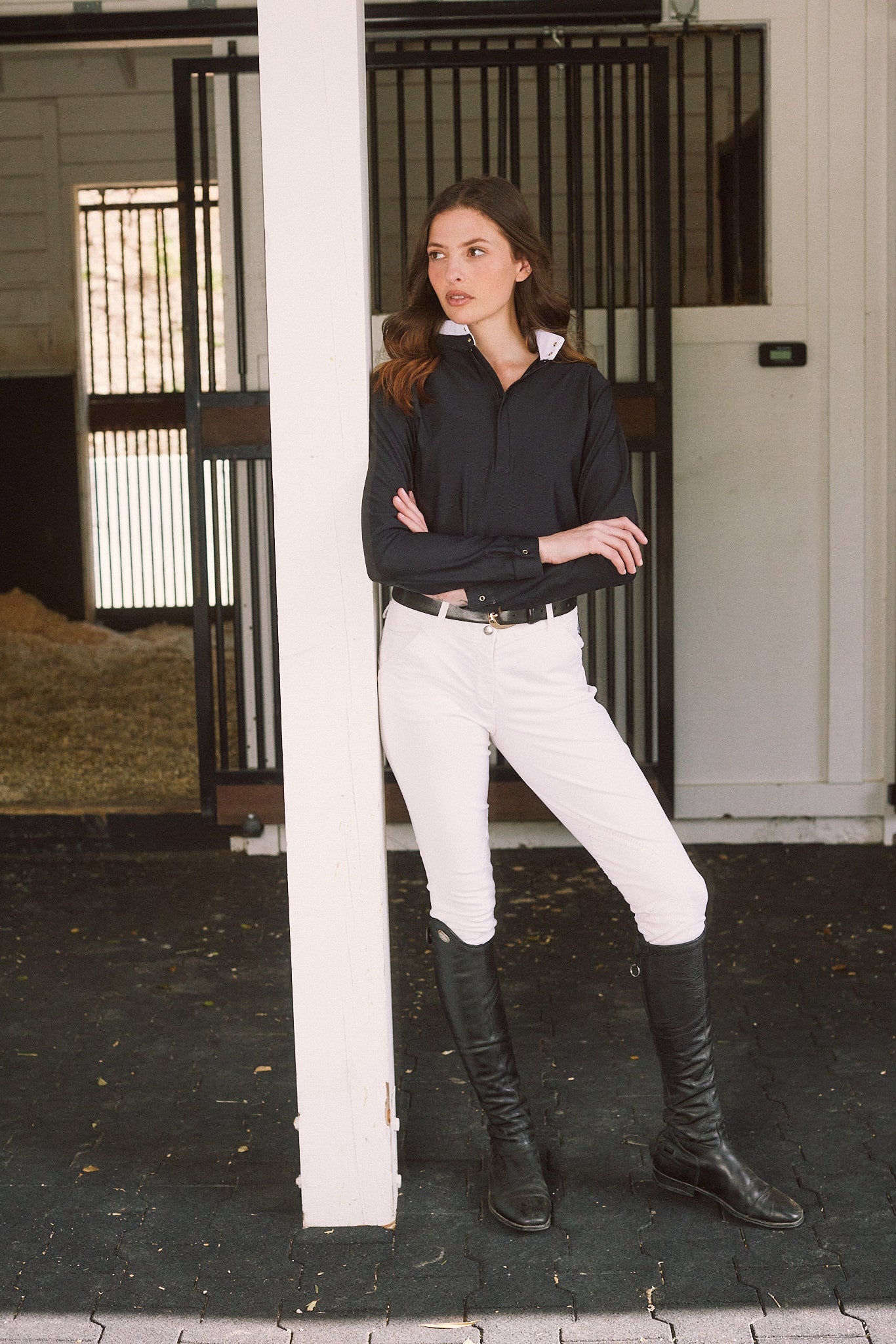 Solid Citizen Equestrian 'Stella' | Luxe Italian Mesh | Long Sleeve Show-shirt | Black - Equiluxe Tack