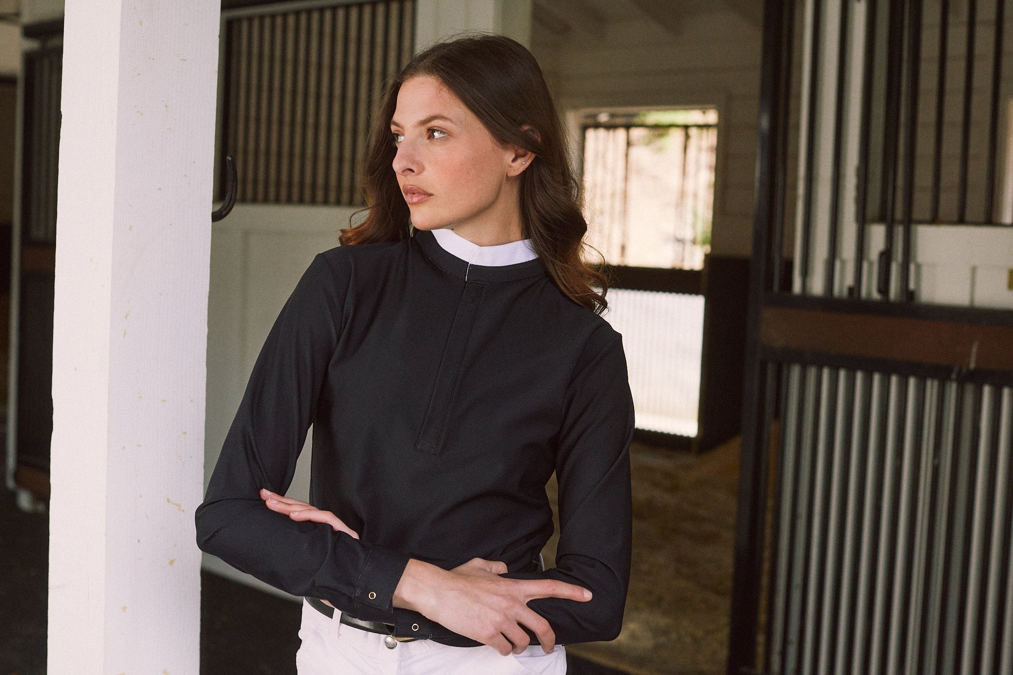 Solid Citizen Equestrian 'Stella' | Luxe Italian Mesh | Long Sleeve Show-shirt | Black - Equiluxe Tack