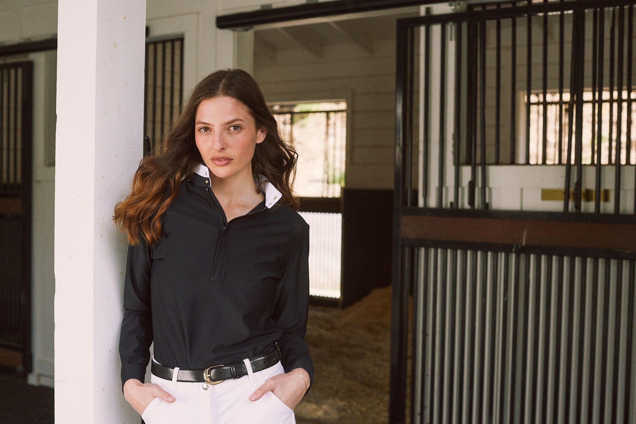 Solid Citizen Equestrian 'Stella' | Luxe Italian Mesh | Long Sleeve Show-shirt | Black - Equiluxe Tack