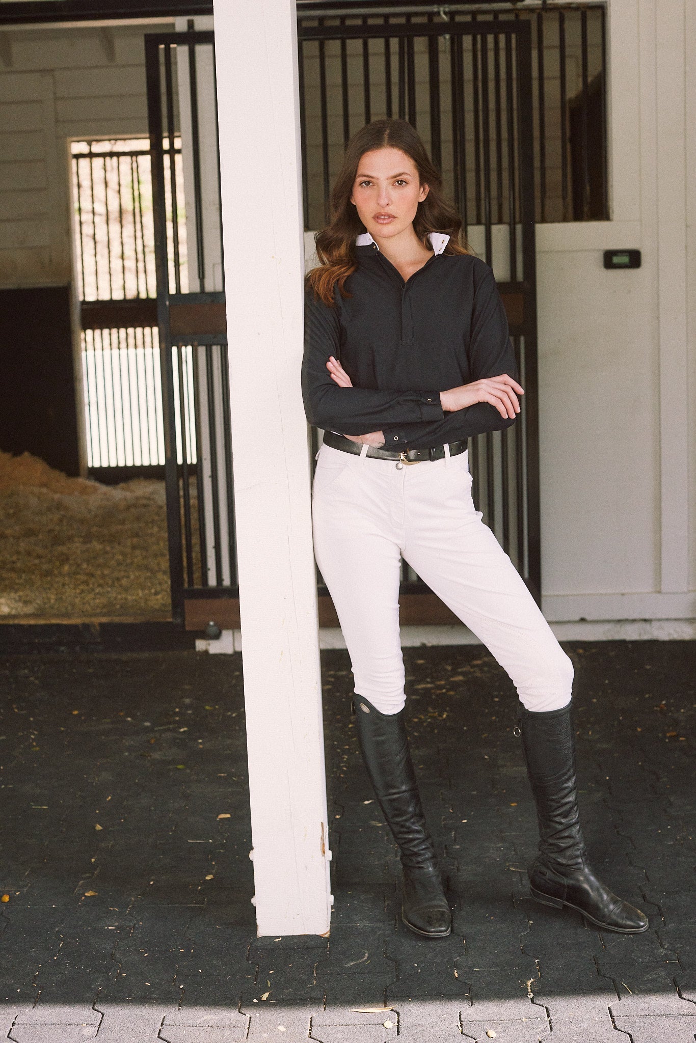Solid Citizen Equestrian 'Stella' | Luxe Italian Mesh | Long Sleeve Show-shirt | Black - Equiluxe Tack