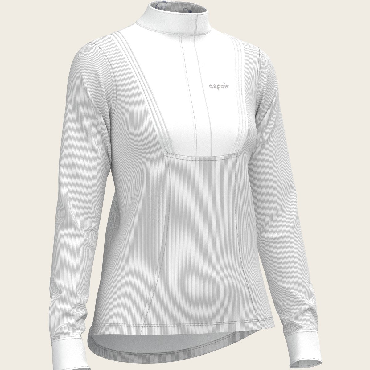  Stripes in Grey Short Pleated Long Sleeve Show Shirt - Espoir Equestrian - Equiluxe Tack