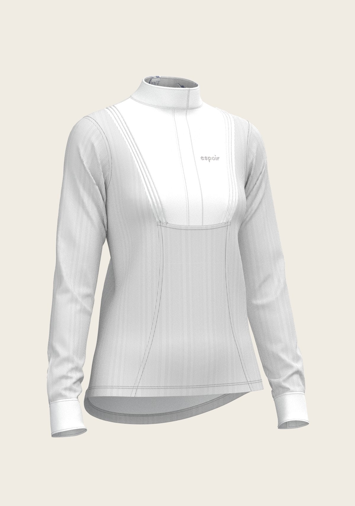  Stripes in Grey Short Pleated Long Sleeve Show Shirt - Espoir Equestrian - Equiluxe Tack