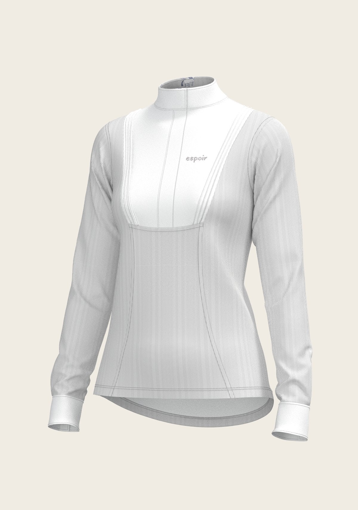  Stripes in Grey Short Pleated Long Sleeve Show Shirt - Espoir Equestrian - Equiluxe Tack