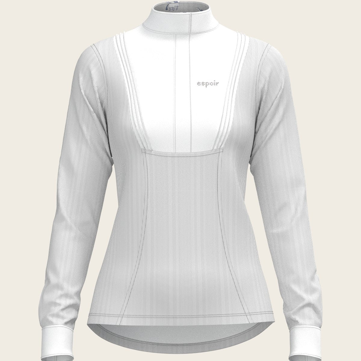  Stripes in Grey Short Pleated Long Sleeve Show Shirt - Espoir Equestrian - Equiluxe Tack