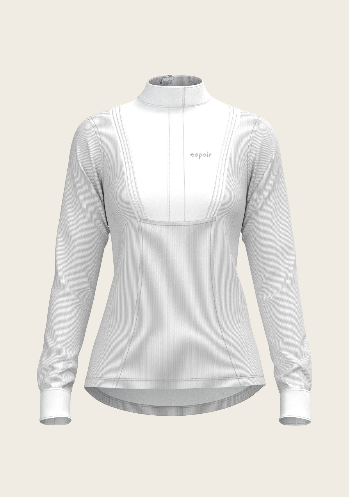  Stripes in Grey Short Pleated Long Sleeve Show Shirt - Espoir Equestrian - Equiluxe Tack