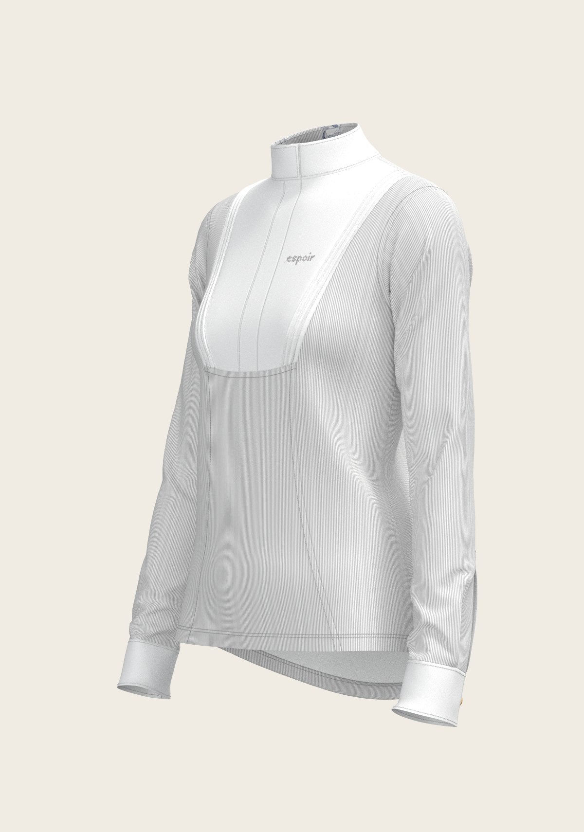  Stripes in Grey Short Pleated Long Sleeve Show Shirt - Espoir Equestrian - Equiluxe Tack