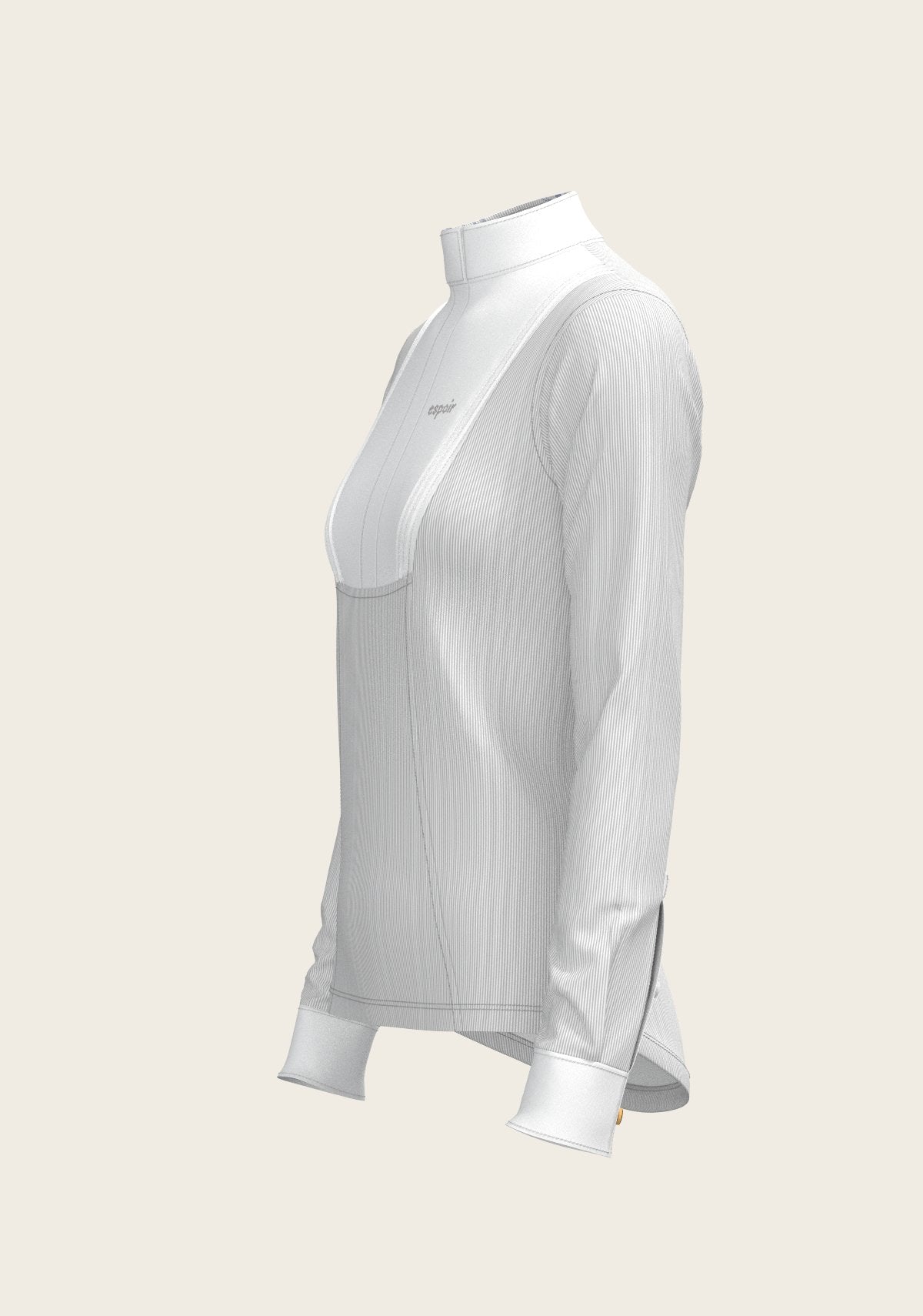  Stripes in Grey Short Pleated Long Sleeve Show Shirt - Espoir Equestrian - Equiluxe Tack