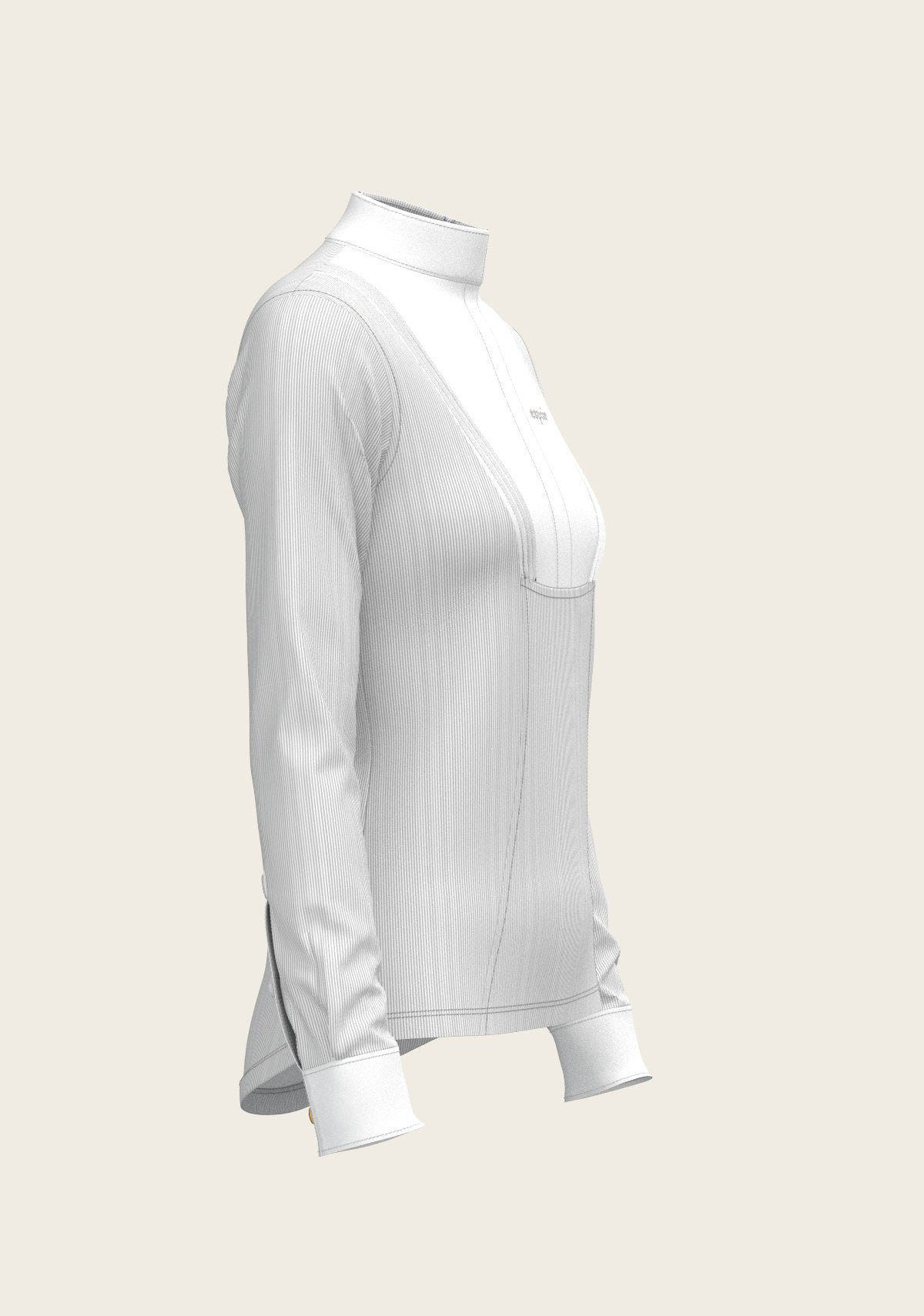  Stripes in Grey Short Pleated Long Sleeve Show Shirt - Espoir Equestrian - Equiluxe Tack