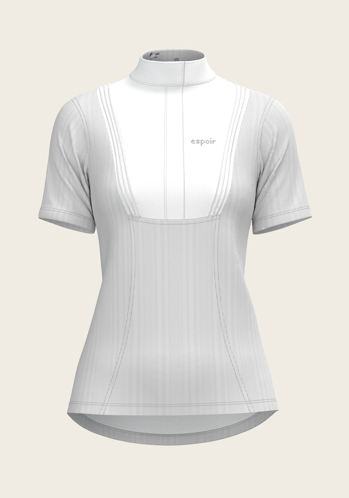  Stripes in Grey Short Pleated Short Sleeve Show Shirt - Espoir Equestrian - Equiluxe Tack