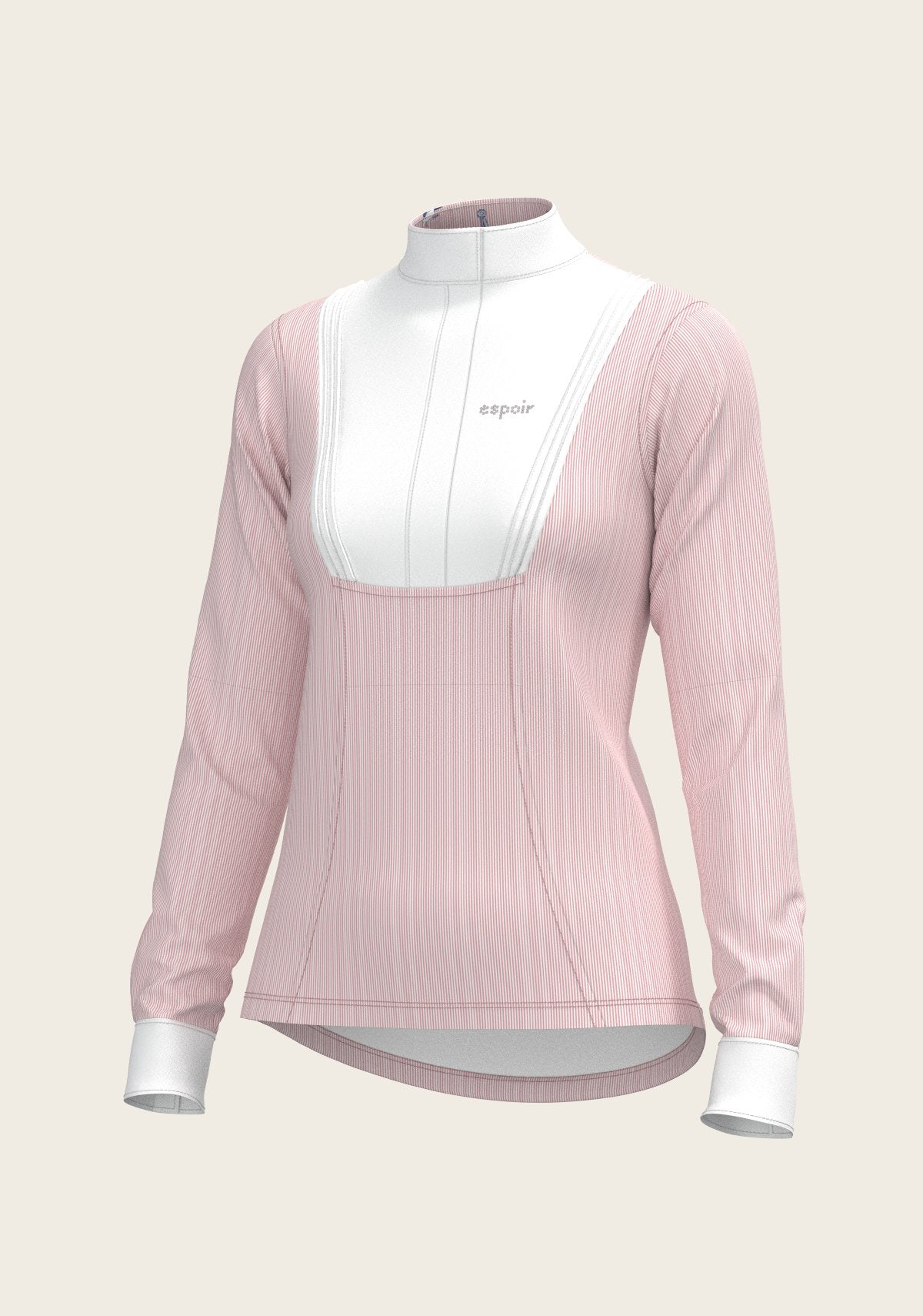 Stripes in Rose Short Pleated Long Sleeve Show Shirt - Espoir Equestrian - Equiluxe Tack