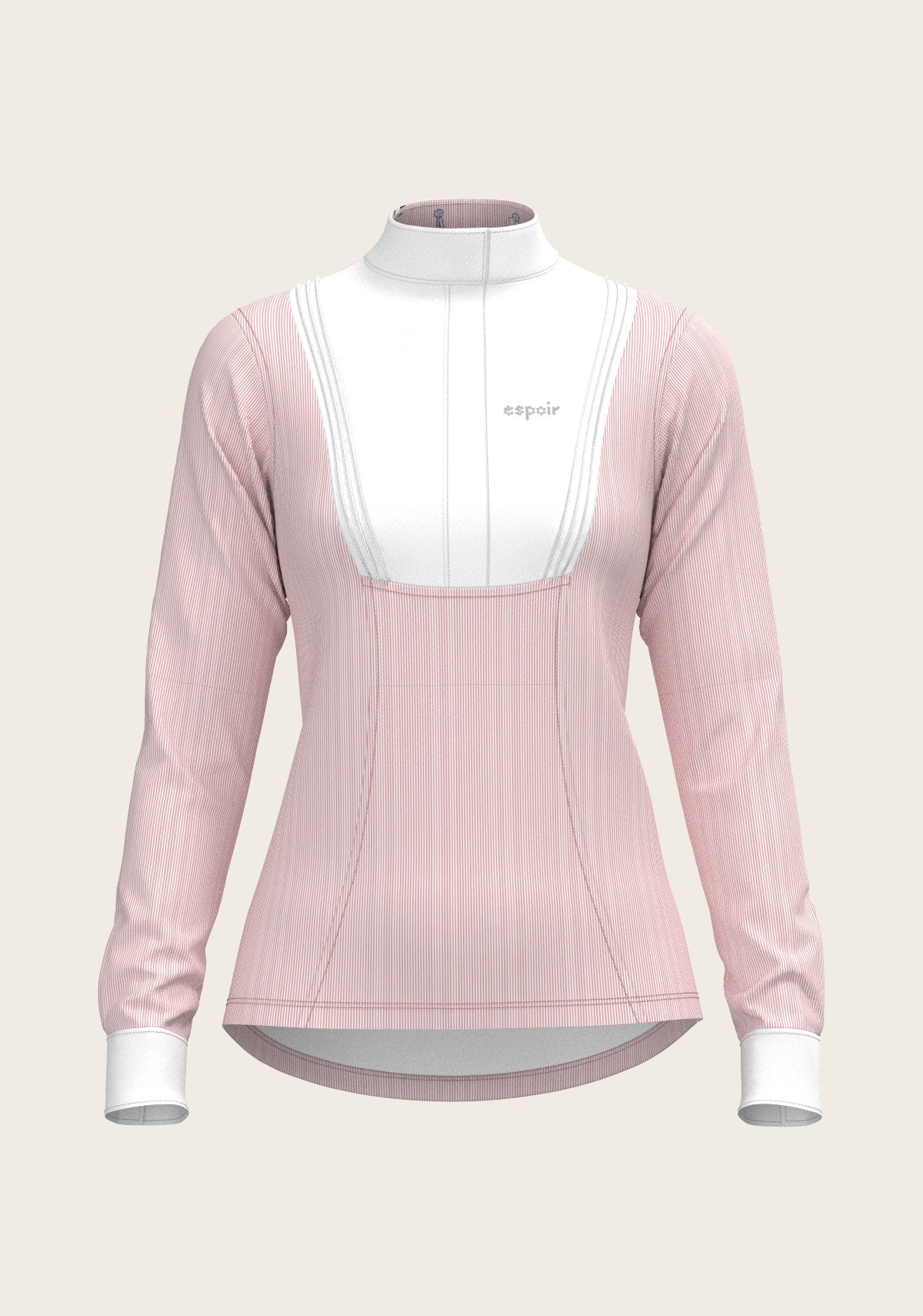 Stripes in Rose Short Pleated Long Sleeve Show Shirt - Espoir Equestrian - Equiluxe Tack