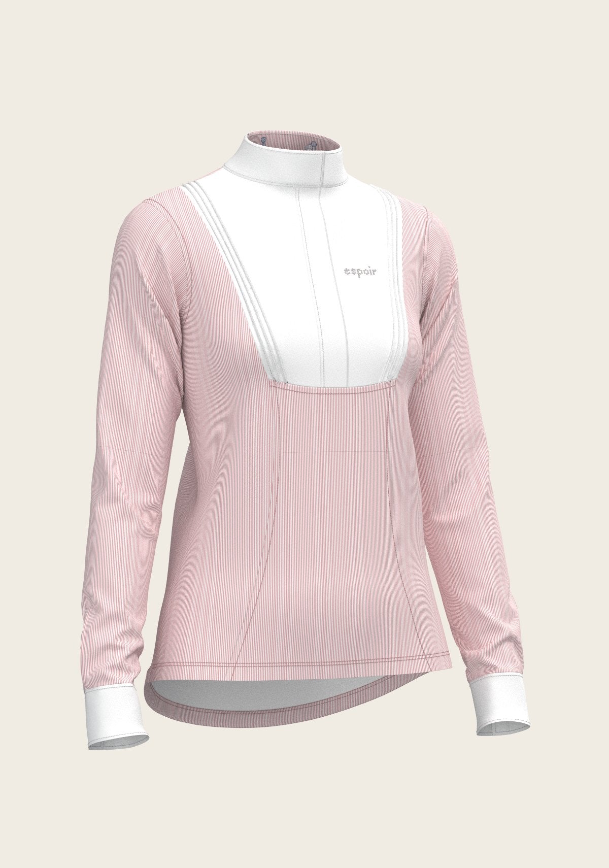 Stripes in Rose Short Pleated Long Sleeve Show Shirt - Espoir Equestrian - Equiluxe Tack