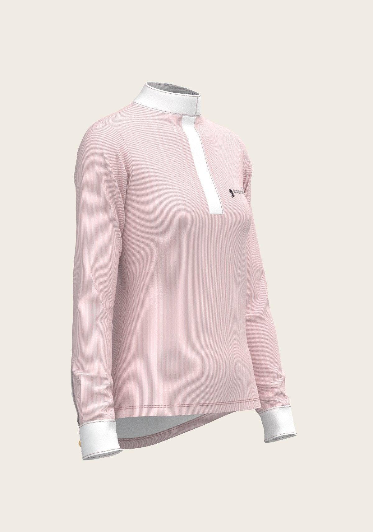  Stripes in Rose Short Zip Long Sleeve Show Shirt - Espoir Equestrian - Equiluxe Tack