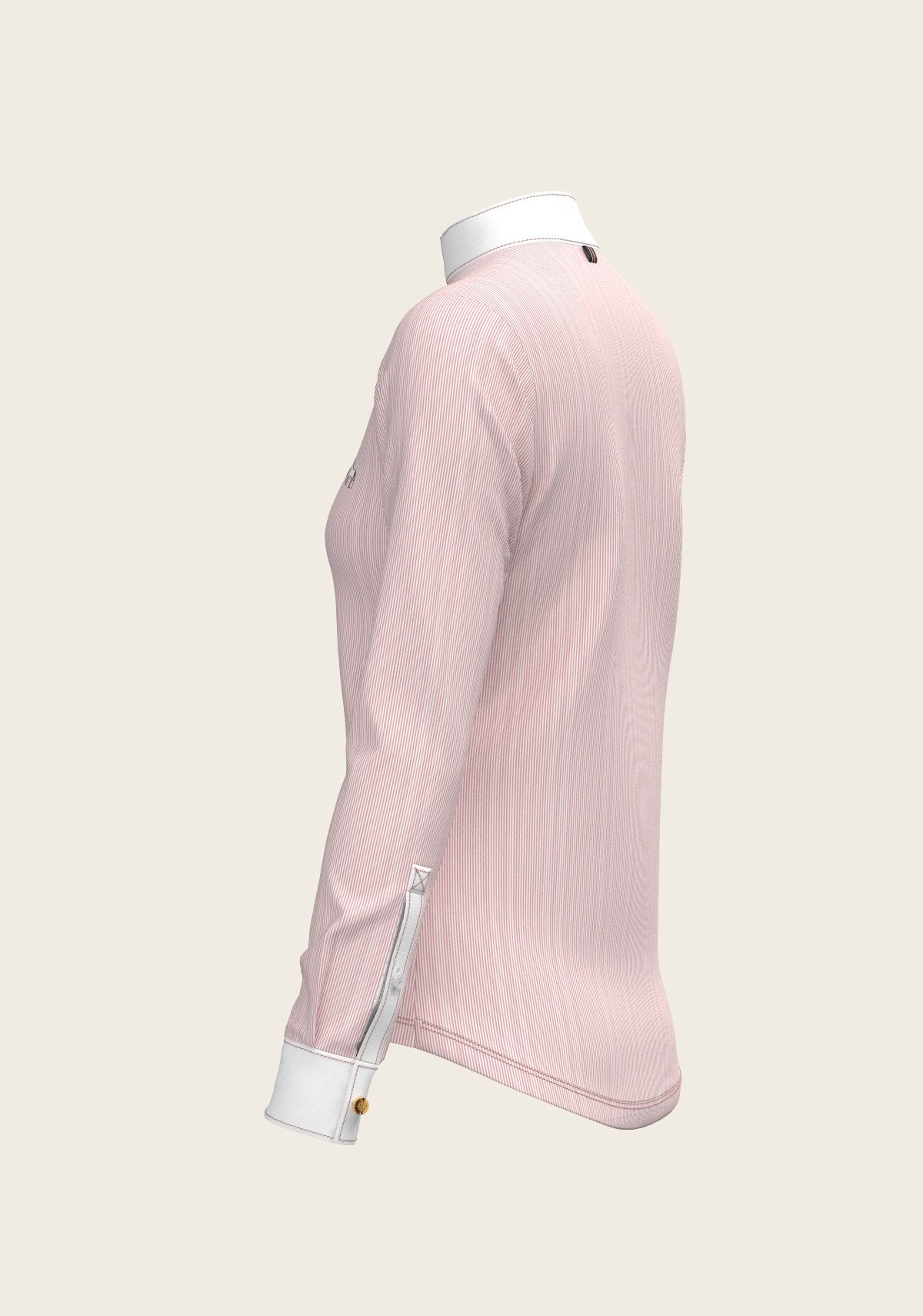  Stripes in Rose Short Zip Long Sleeve Show Shirt - Espoir Equestrian - Equiluxe Tack