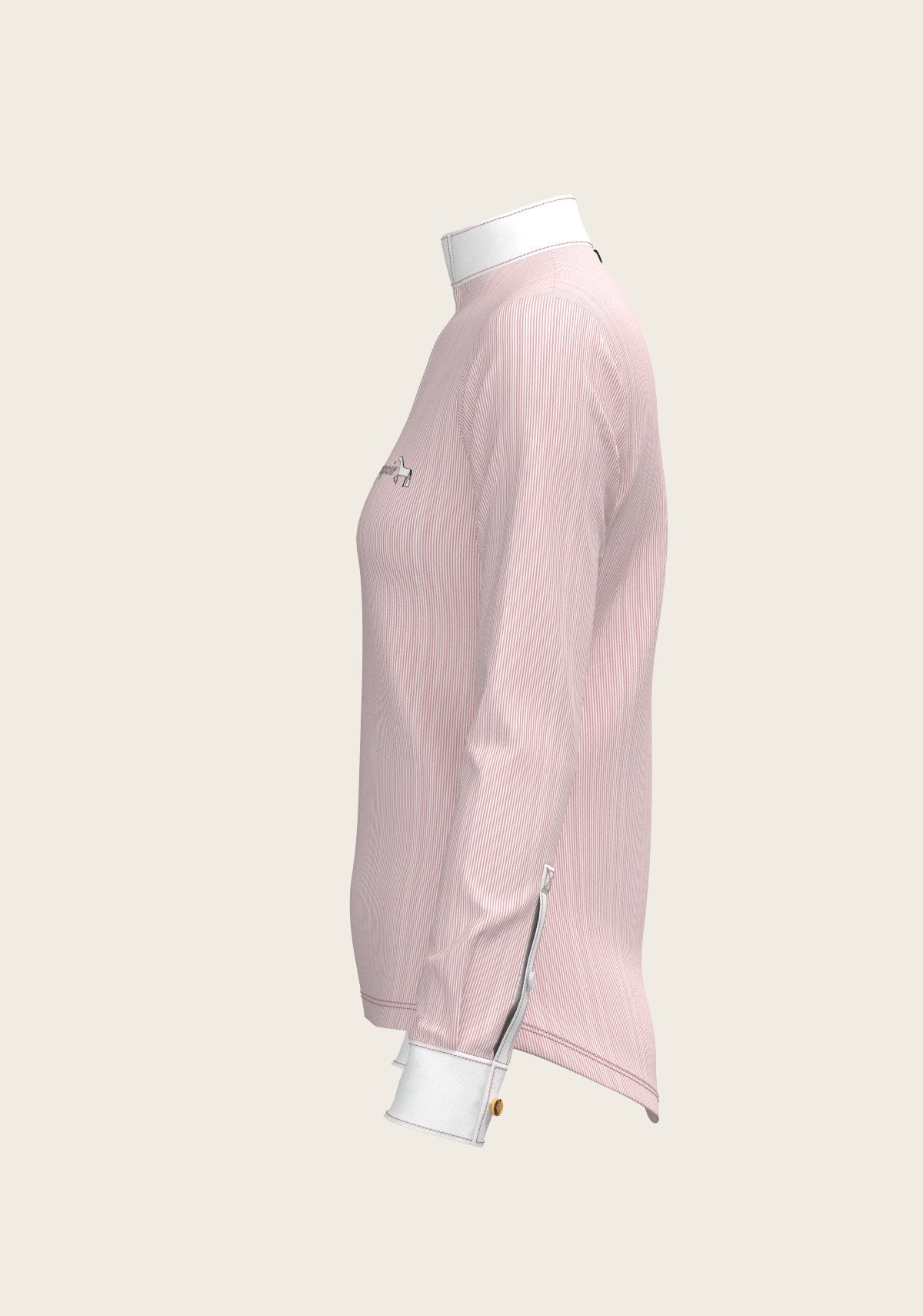  Stripes in Rose Short Zip Long Sleeve Show Shirt - Espoir Equestrian - Equiluxe Tack