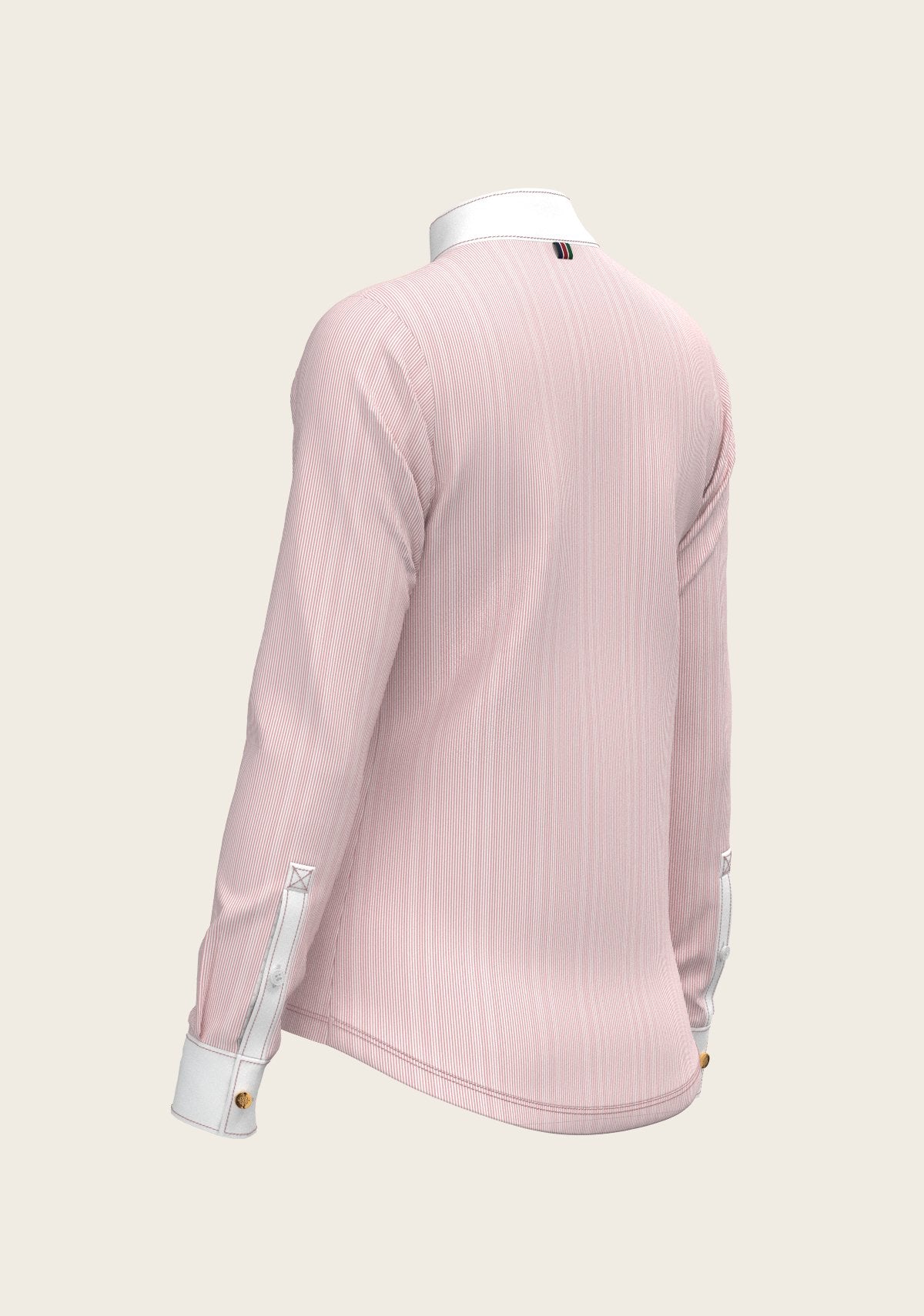  Stripes in Rose Short Zip Long Sleeve Show Shirt - Espoir Equestrian - Equiluxe Tack