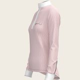  Stripes in Rose Short Zip Long Sleeve Show Shirt - Espoir Equestrian - Equiluxe Tack