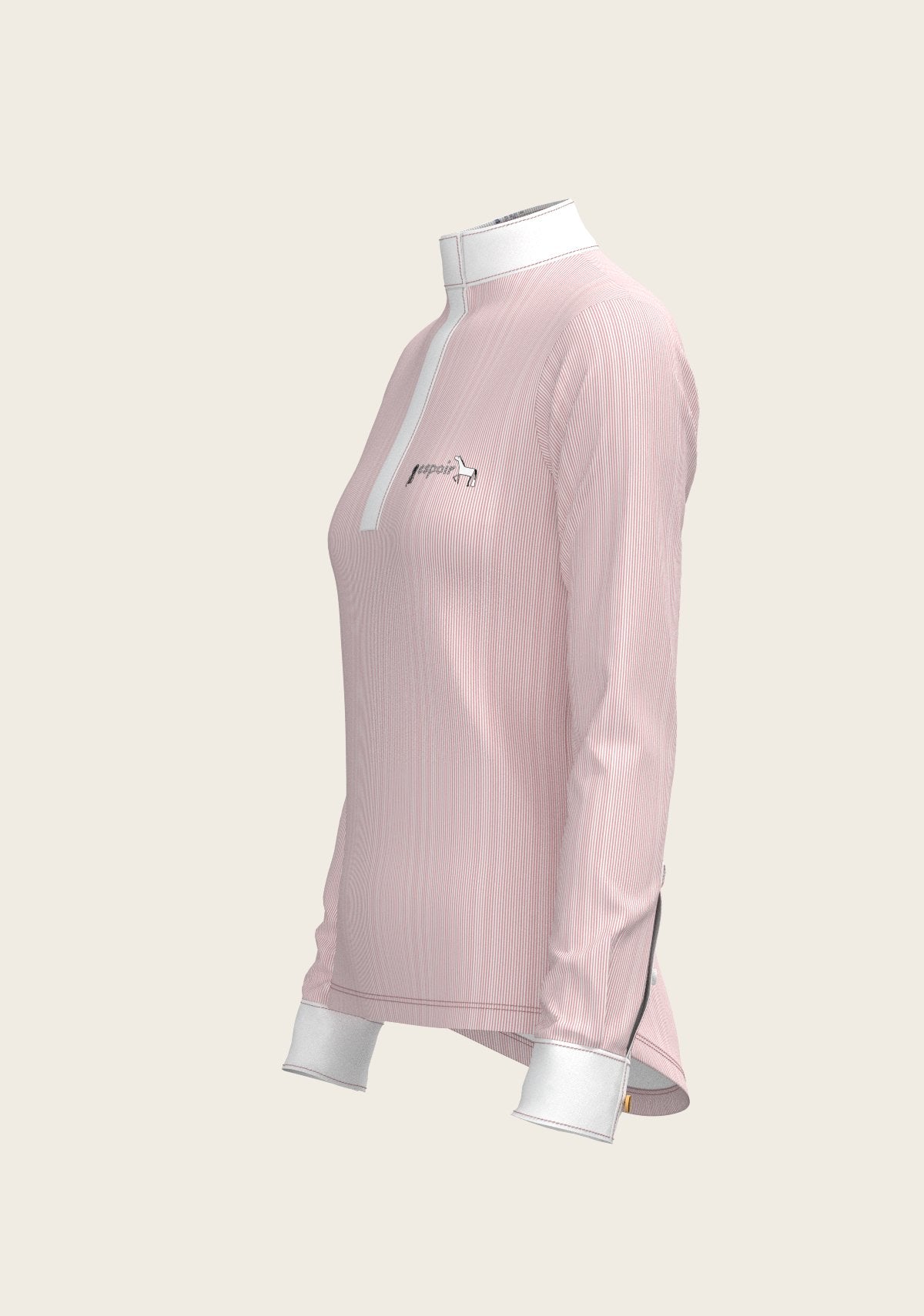  Stripes in Rose Short Zip Long Sleeve Show Shirt - Espoir Equestrian - Equiluxe Tack