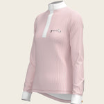  Stripes in Rose Short Zip Long Sleeve Show Shirt - Espoir Equestrian - Equiluxe Tack